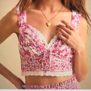 Altar'd State Briella Floral Crop Top Blouse